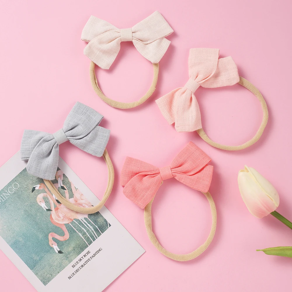 Модная повязка на голову с большими бантами для девочек нейлоновый эластичный