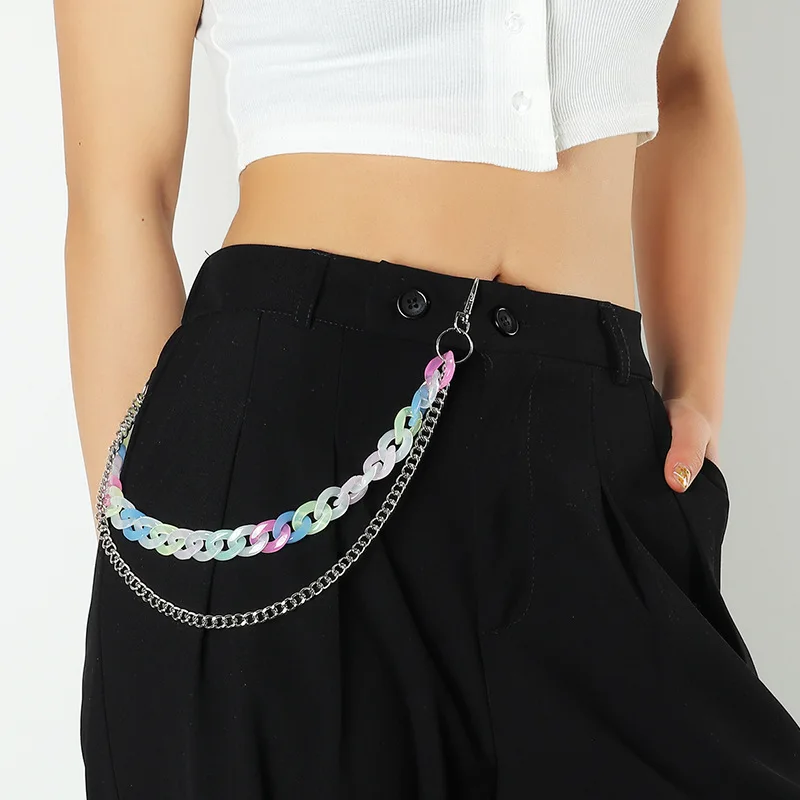

Punk Pants Chain For Women Dress Multi-Layer Chains multicolor Waist Chains Girls Dress Belt Keychain Hip Hop Fashion Waistband