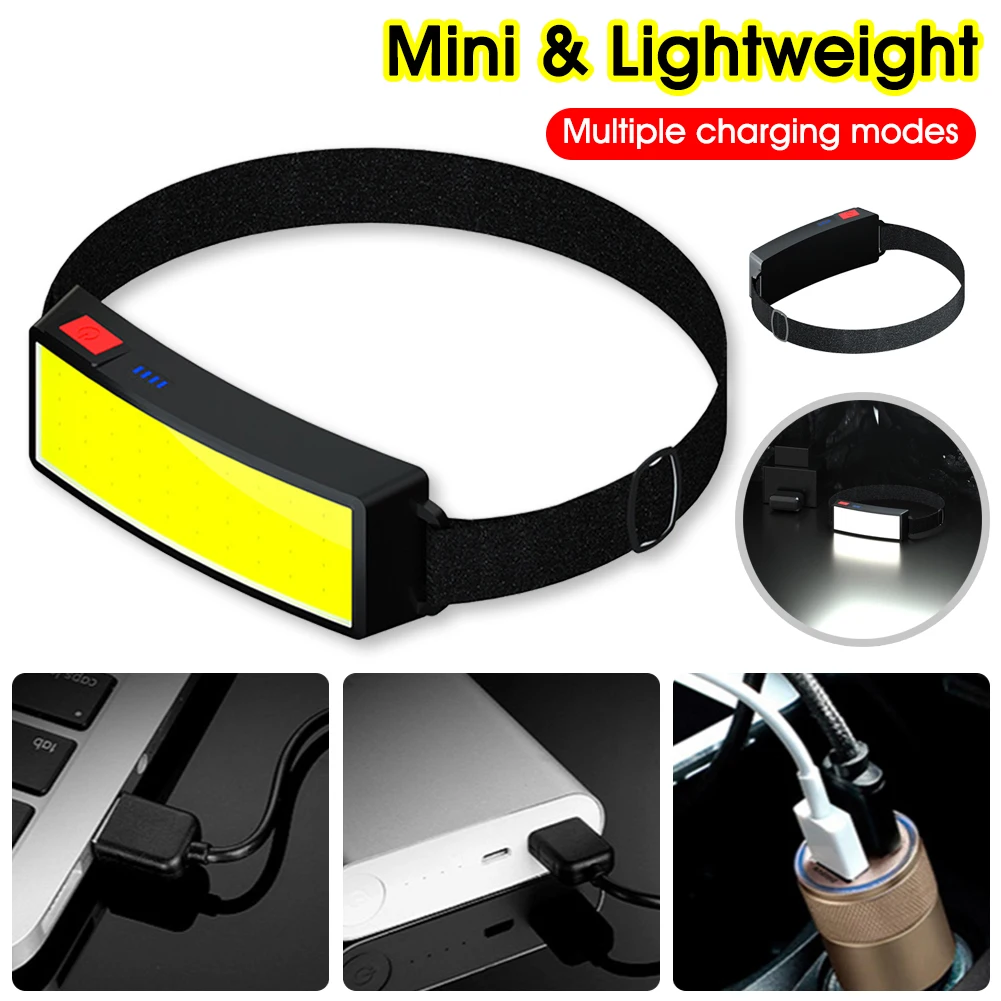 

Soft Light Headlamp With COB Wick Headlight Beads Wide Range Of Lighting Not Dazzling Built-in Rechargeable Lithium Battery