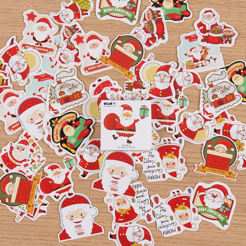 48 шт. красочные рождественские наклейки Kawaii Санта Клаус Снеговик Рождественская