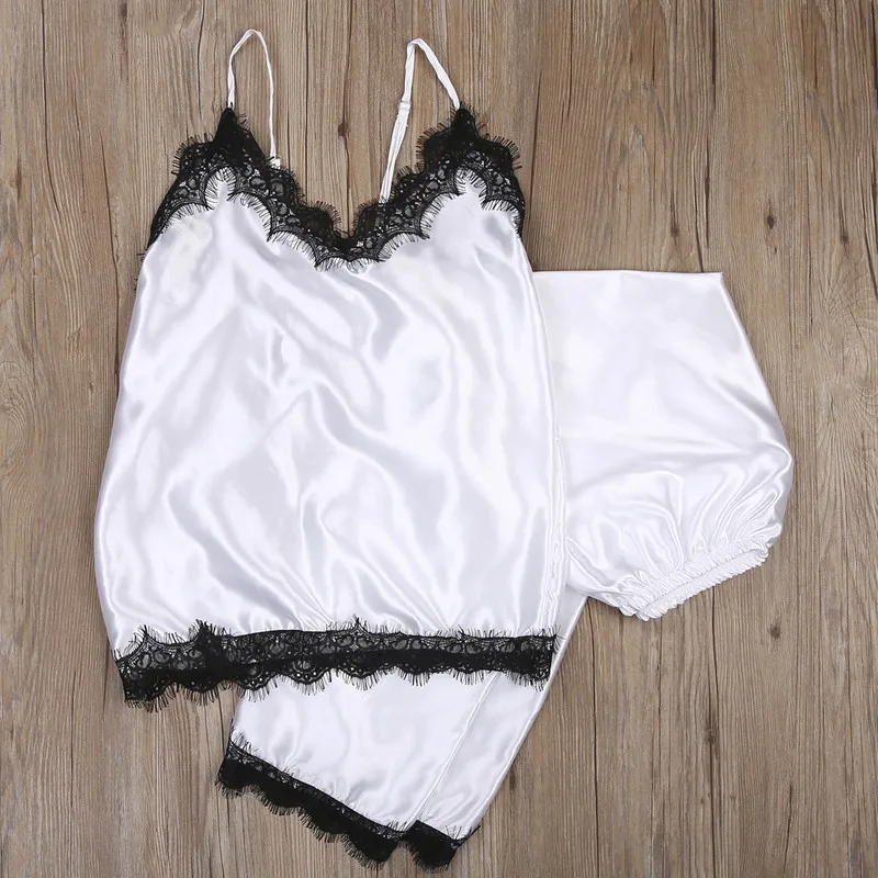 Пижамный комплект женский из 2 предметов атласная одежда для сна искусственного