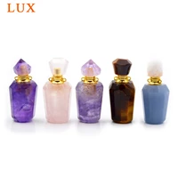 natural gems perfume bottle pull out plug type essential oils bottle different caps pendant with stick for necklace girl gift