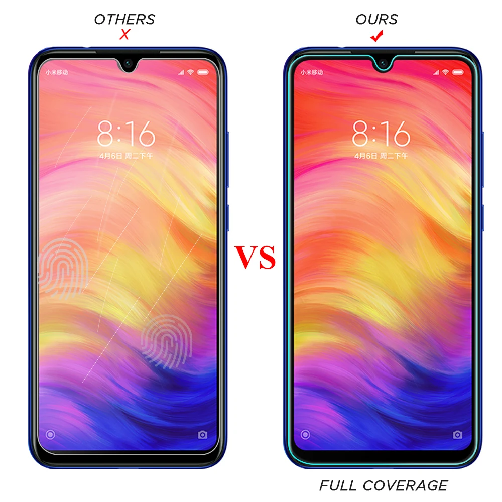 2Pcs Tempered Glass For Xiaomi Redmi Note 7 Pro Screen Protector Protective glass on Xiomi Red Mi note Note7 | Мобильные телефоны и
