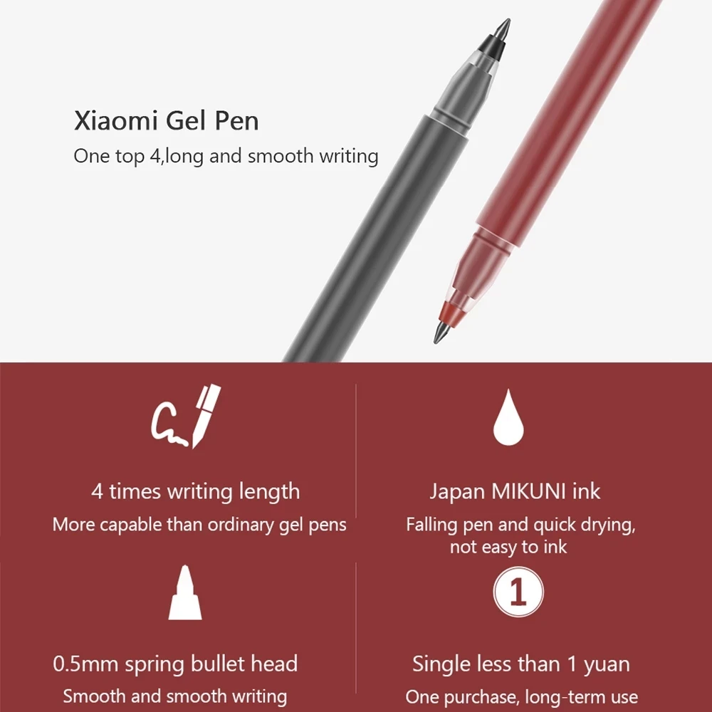 10 шт. Xiaomi сверхпрочная ручка для письма 0 5 мм гелевая ручки подписи гладкие