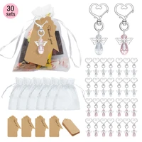 30sets key buckle angel keychain organza bags baby baptism souvenir wedding favours pendant christmas gift for guests