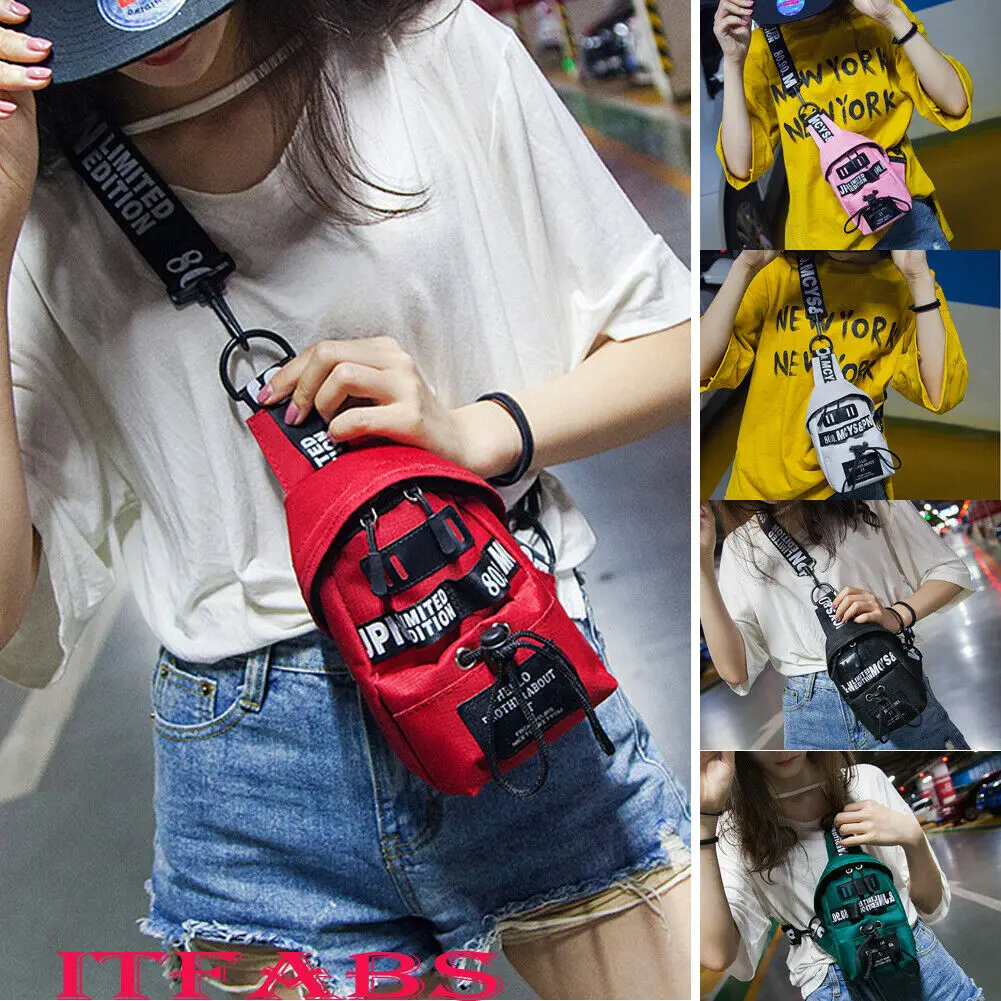 Популярные уличные сумки на плечо женские нагрудные через спортивные с надписью