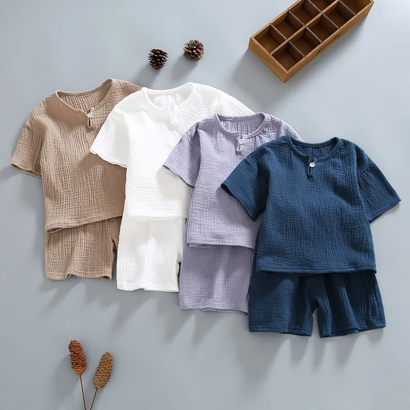 

Children's summer suit for boys and girls 2021 new baby summer clothes children's summer short sleeve two piece set