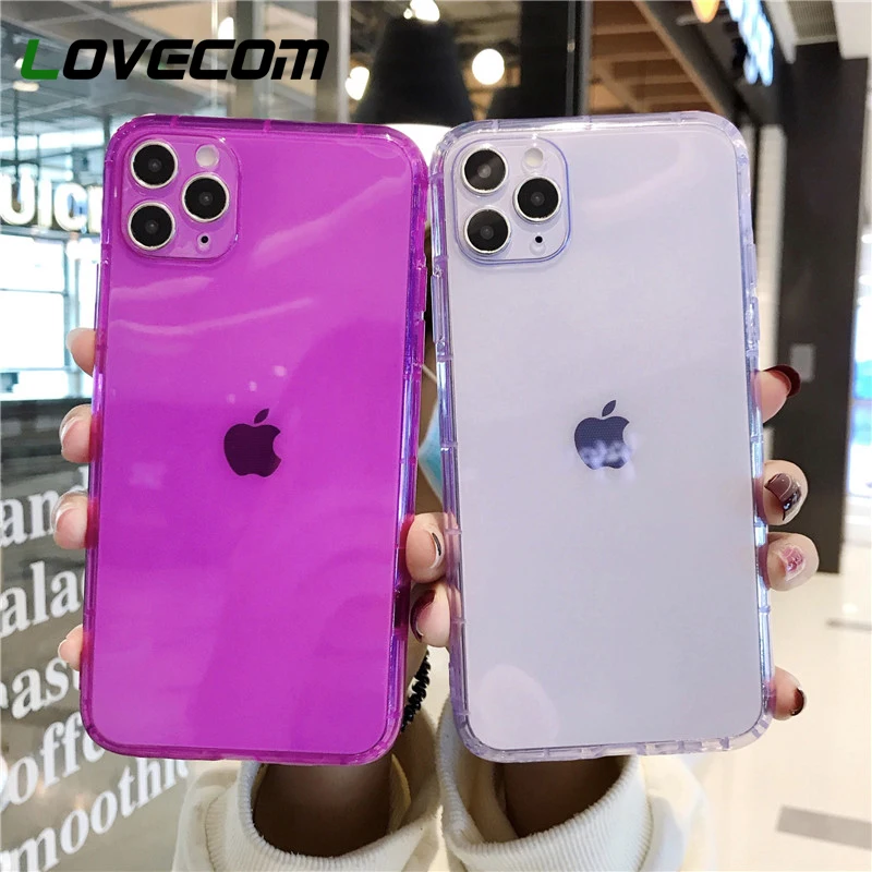 LOVECOM неоновый флуоресцентный противоударный чехол для телефона iPhone 12 Mini 11 Pro Max XR X