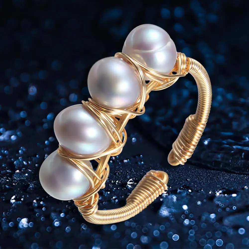 

Grey pearl ring Baroque Freshwater Pearl Rings For Women Gift Original Design Handmade Ring Pearl Light luxury jewelry