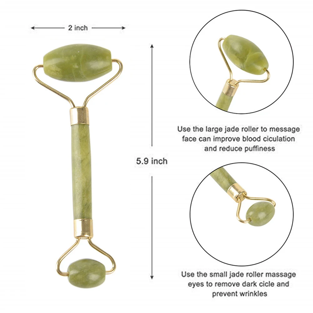 

Green Pink Jade Roller Massager For Face Natural Stone Slimming Lift Massage Facial Tools For Chin Neck Beauty Skin Care Tools