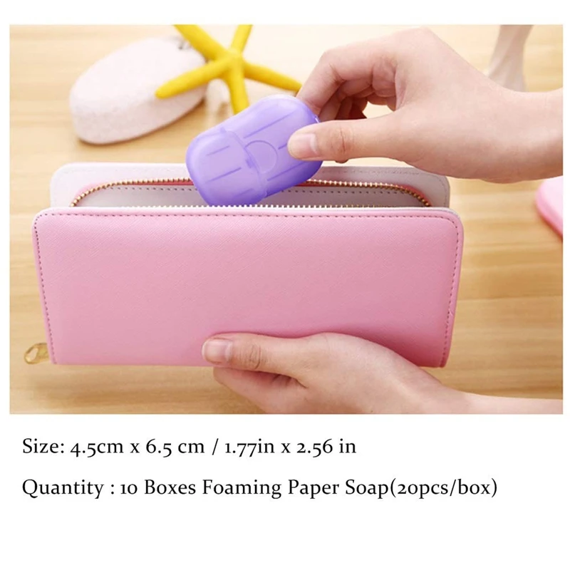 

10Pcs Disposable Hand Wash Cleaning Paper Soap Sheet Mini Bath Foam Paper Soap Suitable for Travel Camping Hiking Random Color