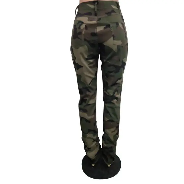 

Sexy Camouflage Skinny Jeans for Women High Waist Ruched Long Denim Pants Plus Size Streetwear Causal Pockets Jeans