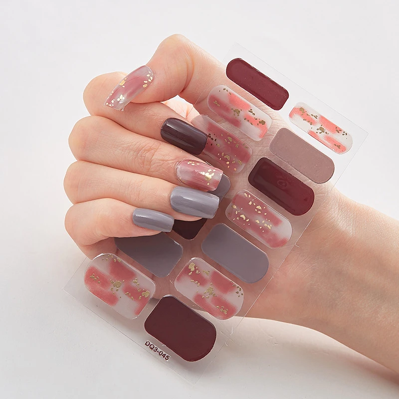 

LADY KINDOM 3D Bronzing Laser Process Nail Polish Film Stickers Solid Color Gradient Nail Wraps Sticker Waterproof Nail Strips