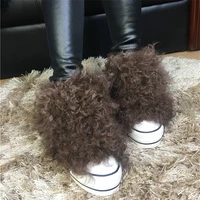 autumn and winter female new lamb hair curly hair wool fur one whole skin inside height thick sole plank shoes wool shoes