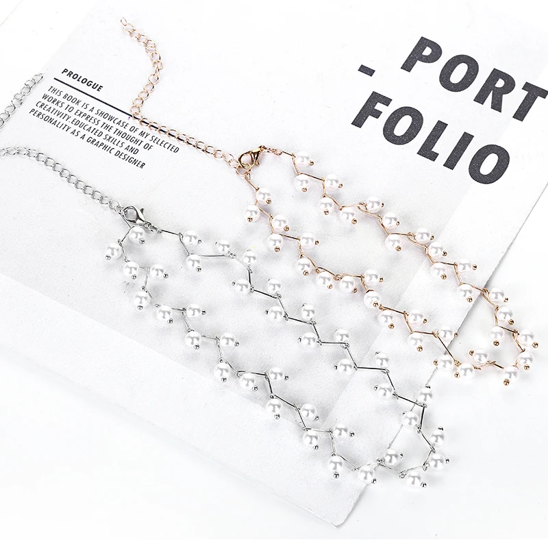 

2021 New Trendy Elegance Statement Necklace Charm Simulated Pearl Bead Choker Necklace For Women