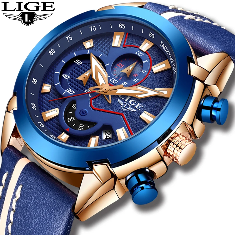 Relogio Masculino 2019 новые модные синие мужские часы LIGE Топ люксовый бренд наручные