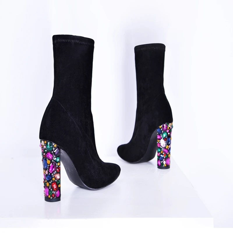 

Женские ботильоны из эластичной ткани, с круглым носком, без застежек