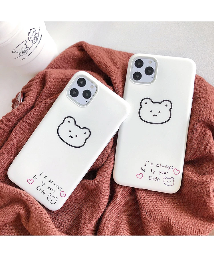 Простой Чехол для мобильного телефона с белым медведем для iPhone 11 Pro Max, силиконовый защитный чехол для iPhone X XR XS Max, мягкий чехол