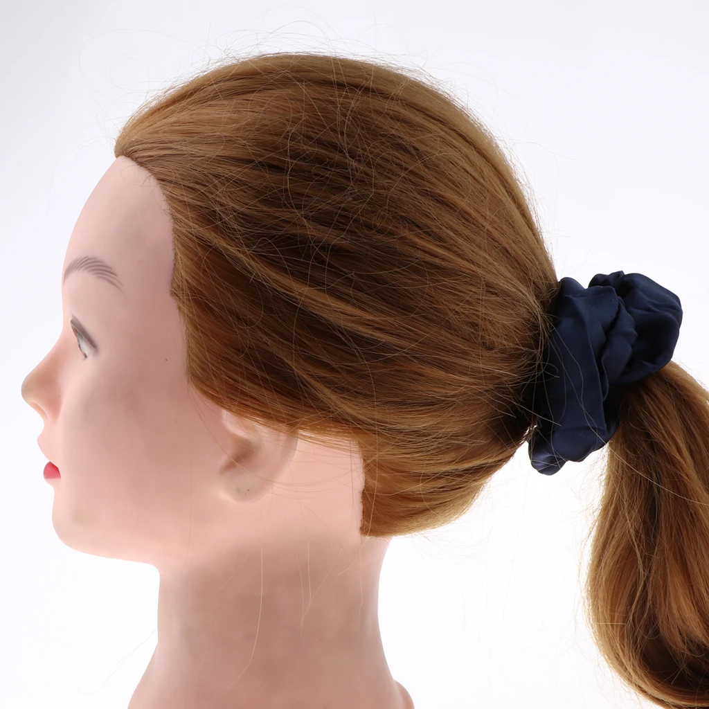 100% Silk Hair Scrunchies Elastic Band Soft Bobble Ties Women Solid Color Reflect Light Bands Ponytail |