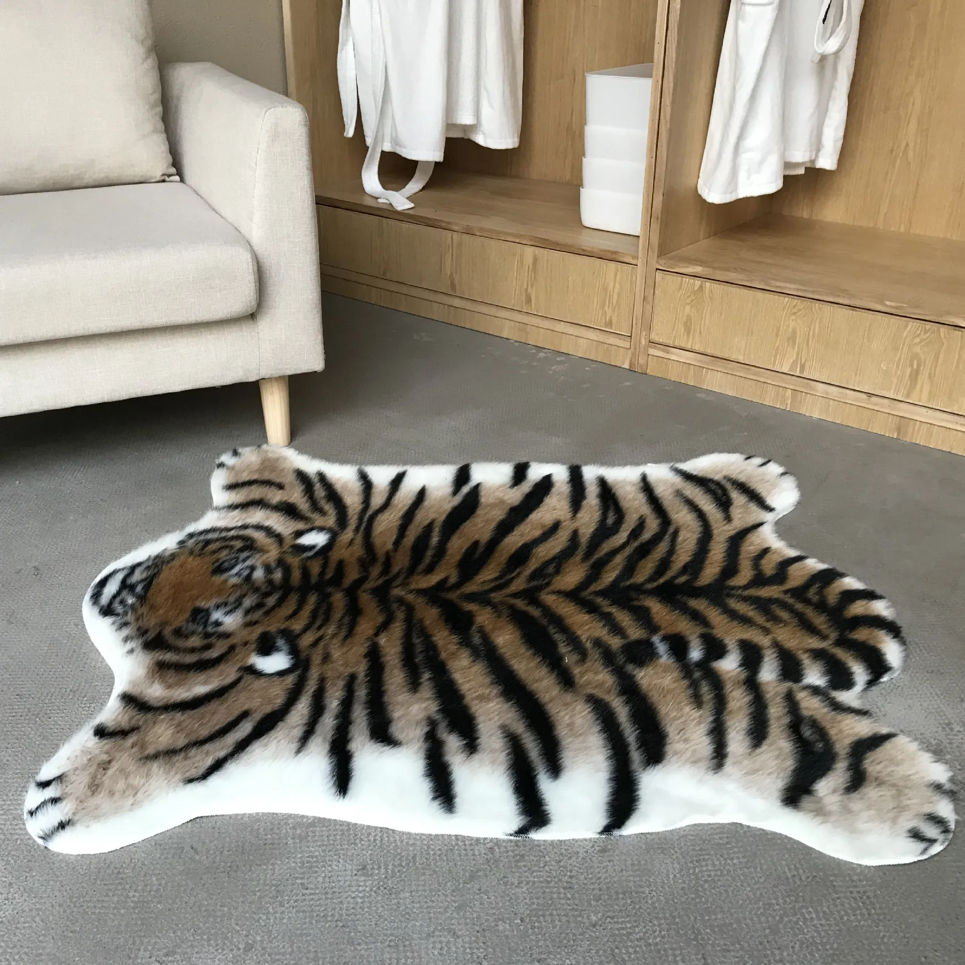 2020 new tiger printed Rug Cow Leopard Tiger Printed Cowhide faux skin leather NonSlip Antiskid Mat 94x100CM Animal print Carpet