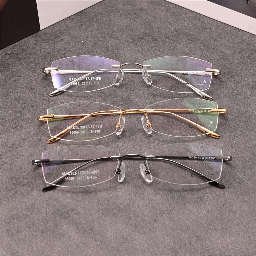 

Rockjoy Rimless Eyeglasses Frames Male Plain Tint Glasses Men Frameless Spectacles for Prescription Optical Reading/myopia Lens