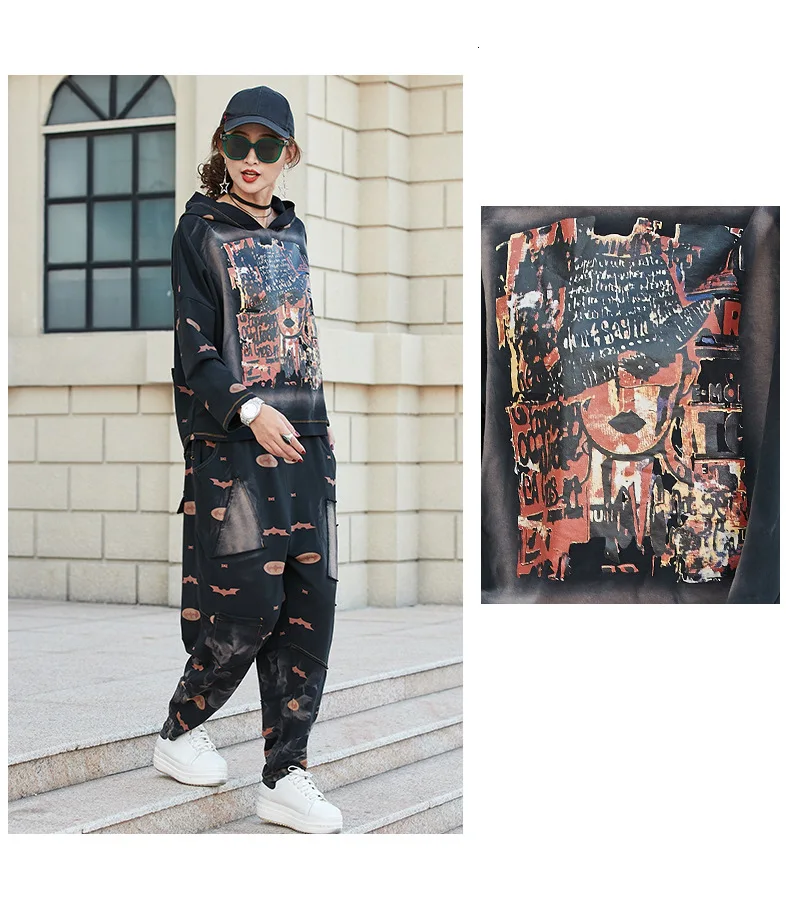 Max LuLu, известный бренд, корейские женские топы с капюшоном и штаны, Женский комплект из двух предметов, спортивный костюм с принтом, женские спортивные костюмы, наряды