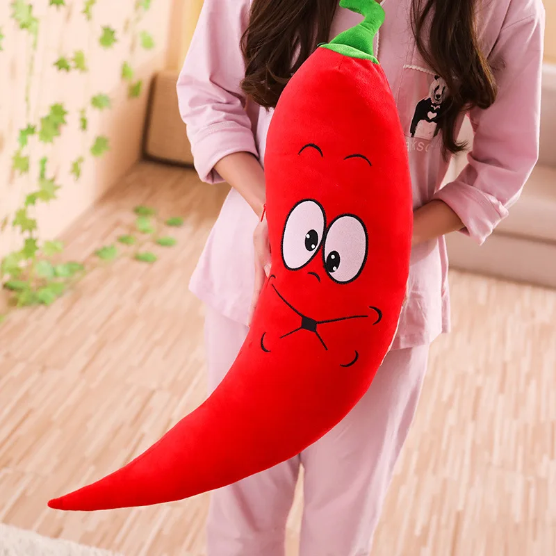 

80-100cm Hot pepper Funny Face Chili creative pillow cushion plush fruit vegetables food Anti-stress soft girl Children toy gift