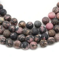 natural matte black lace red rhodochrosite stone beads strand for jewelry making diy bracelet necklace 4681012 mm 15