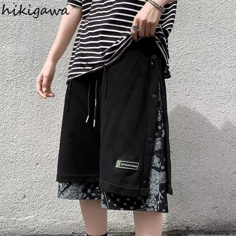 

Hikigawa Women Sweatshorts Japan Hip Hop Men Fashion Shorts Harajuku Patchwork Woman Pants Female Korean Oversized Mujer Faldas