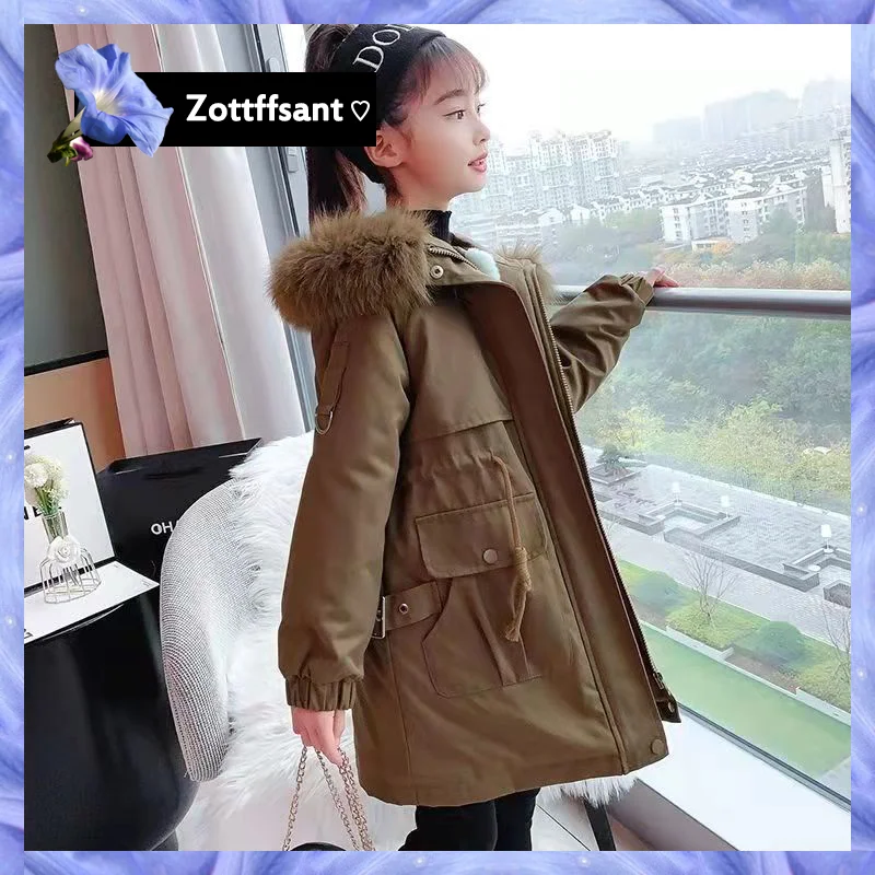 

2022 New Girl Winter Parka Down Cotton Jacket Clothes Hooded for Kids Clothing Teenager Outerwear Children Coat Snowsuit 12 15Y