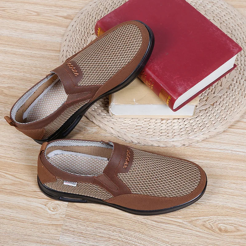 

Mesh Casual Shoes Non-slip Soft Sole Flat Dad Shoes Sapatos Hollow Out Outdoor Walking Sneakers New Breathable Mens Summer Shoes