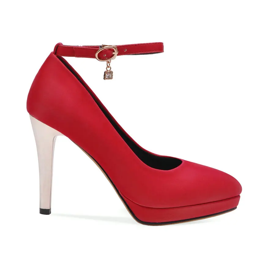 Женские туфли-лодочки QUTAA на платформе с пряжкой тонком высоком каблуке острым