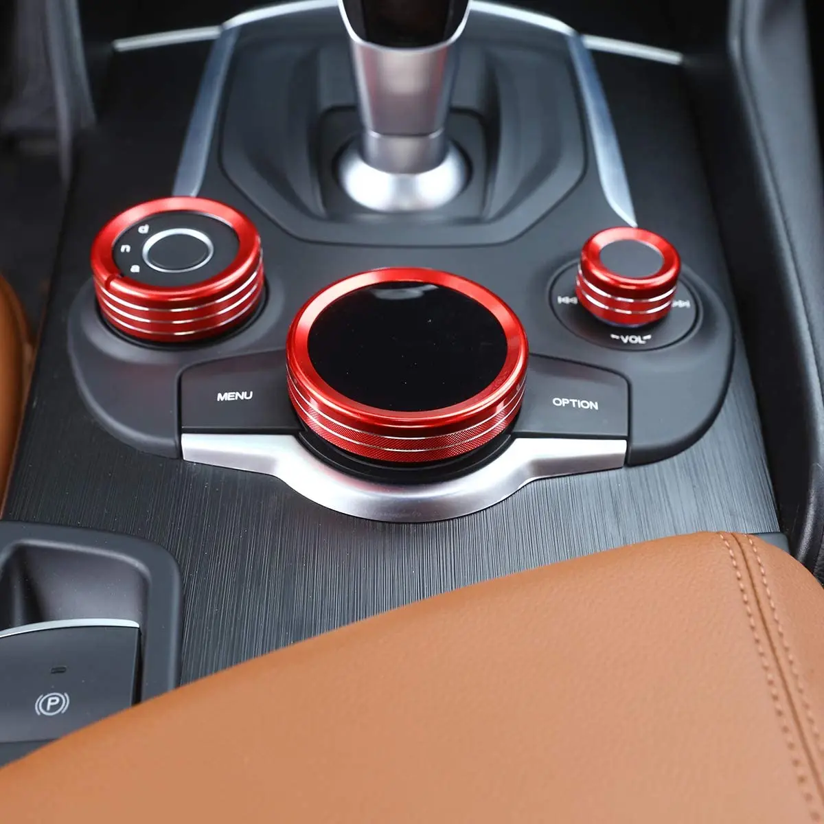 

Console Multimedia Knob Cover Red for Alfa Romeo Giulia Stelvio 2017 2018 2019