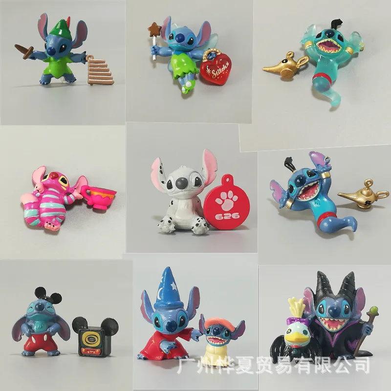 

9pcs Disney Stitch kawaii anime figure toy disney stitch pendant Miniature action figures toys for kids Christmas birthday gift