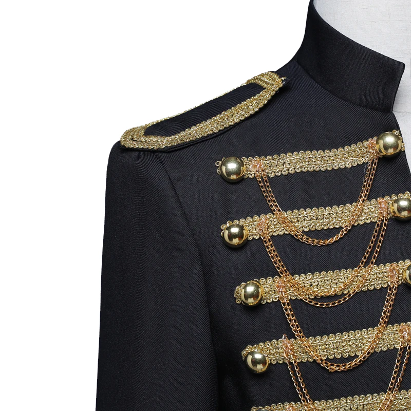 Shenrun Мужская Военная Униформа суд платье Красный Черный Тонкий Блейзер Стенд