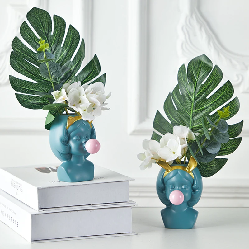 

Multifunctional Cute Girl Blowing Bubbles Planters Flower Succulent Pot for Home Garden Decor GQ