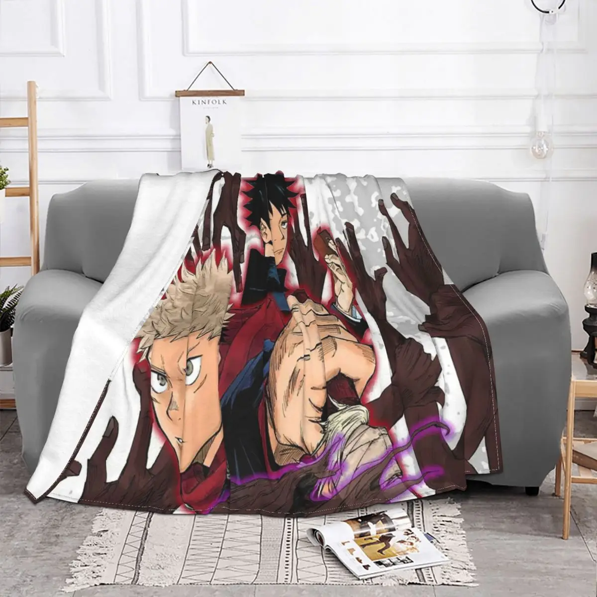 

Jujutsu Kaisen Blanket Flannel All Season Itadori Yuji Anime Portable Lightweight Thin Throw Blanket for Bedding Couch Bedspread