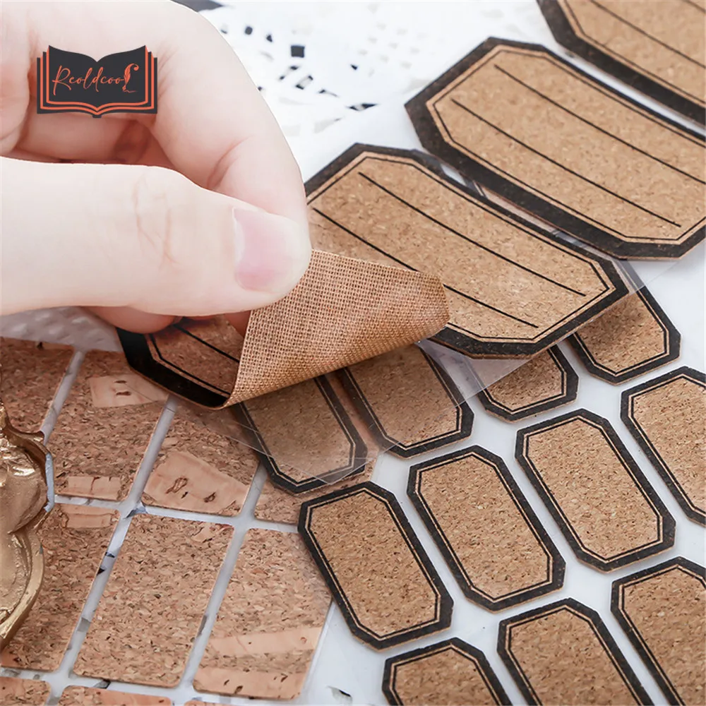 

12/24/48pcs Wooden Label Sticker Waterproof Household Bottle Jar Sticker Gift Wrapping Seal Label Classification Marking Label
