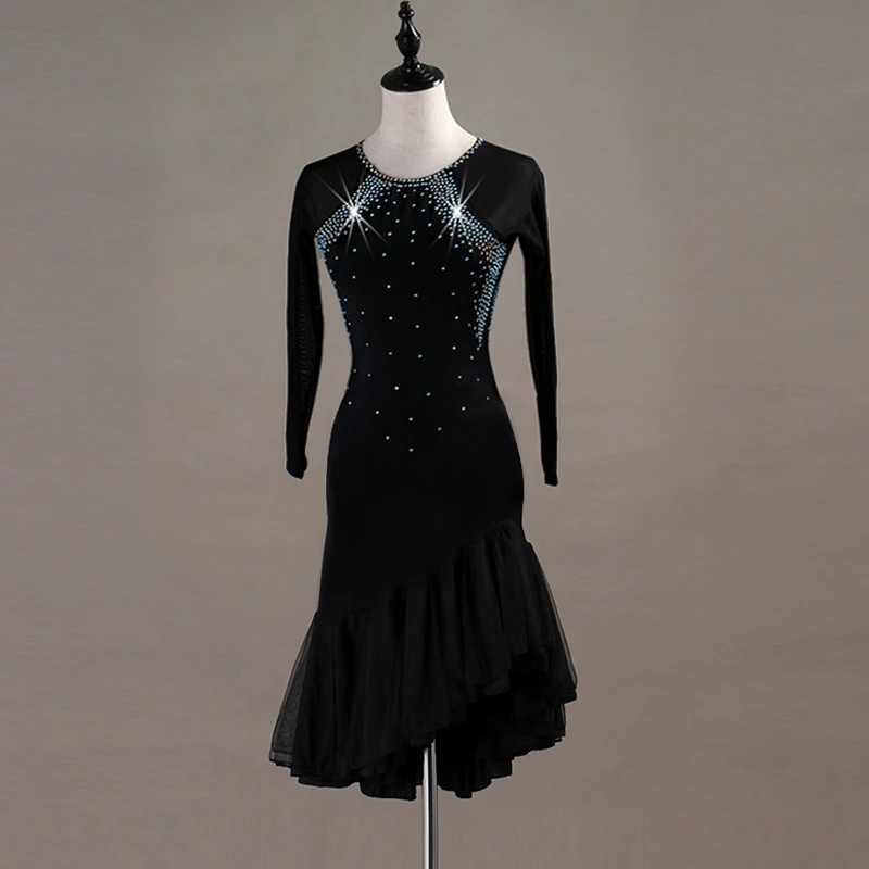 Персонализация латинского танца платье девушки с длинными рукавами бальные