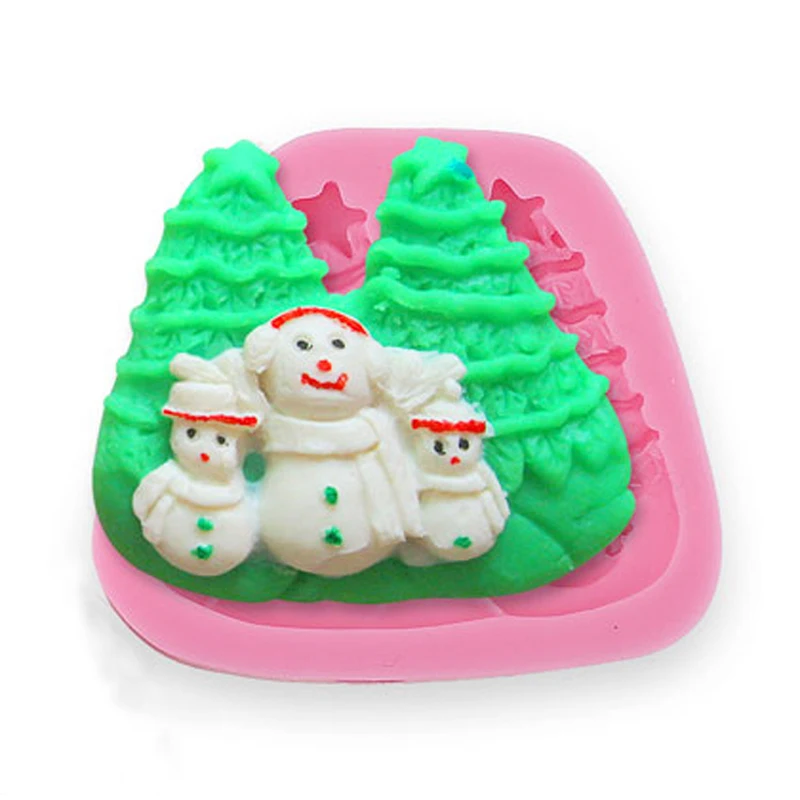 Снеговик Снежинка инструменты для готовки помадка силиконовые формы шоколад
