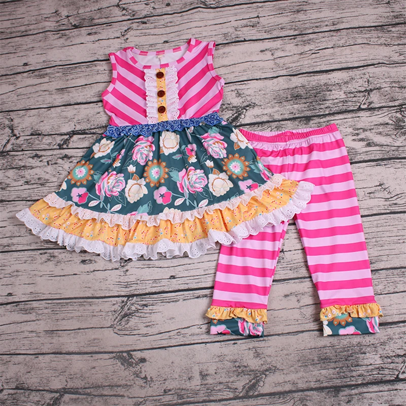 

2019 Kis Girl Clothing Newborn Kid Baby Clothes Flower Printed Baby Dress Top+Pants Leggings Outfits Set