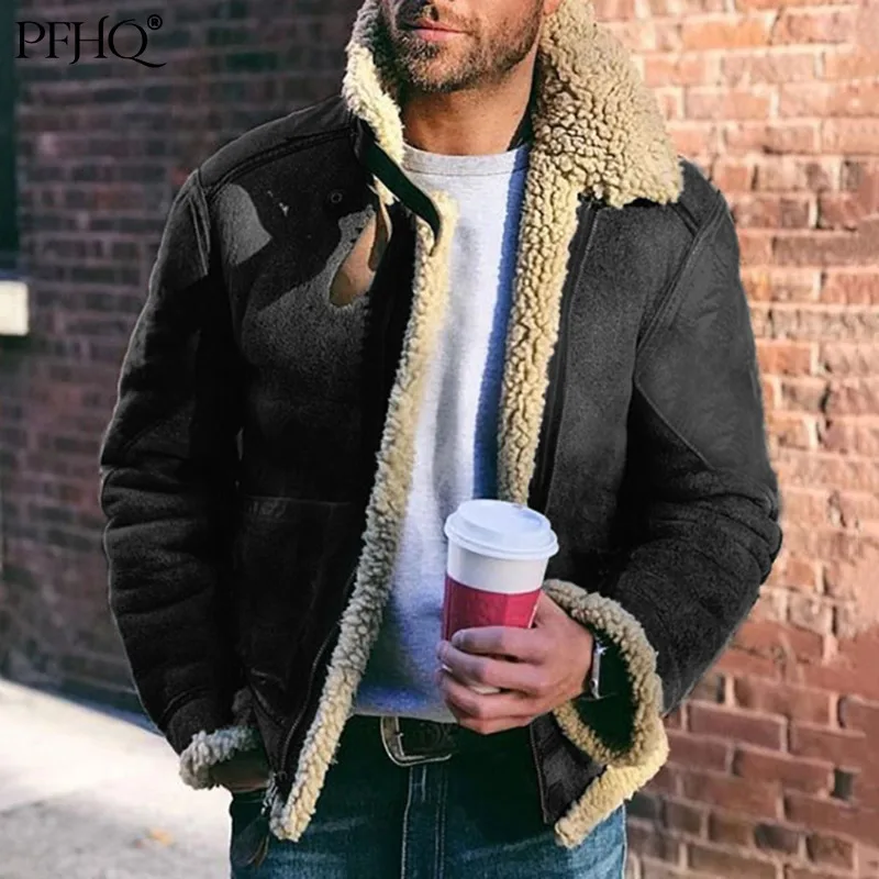 

Куртка мужская с поясом на воротнике, однотонная, на осень/зиму