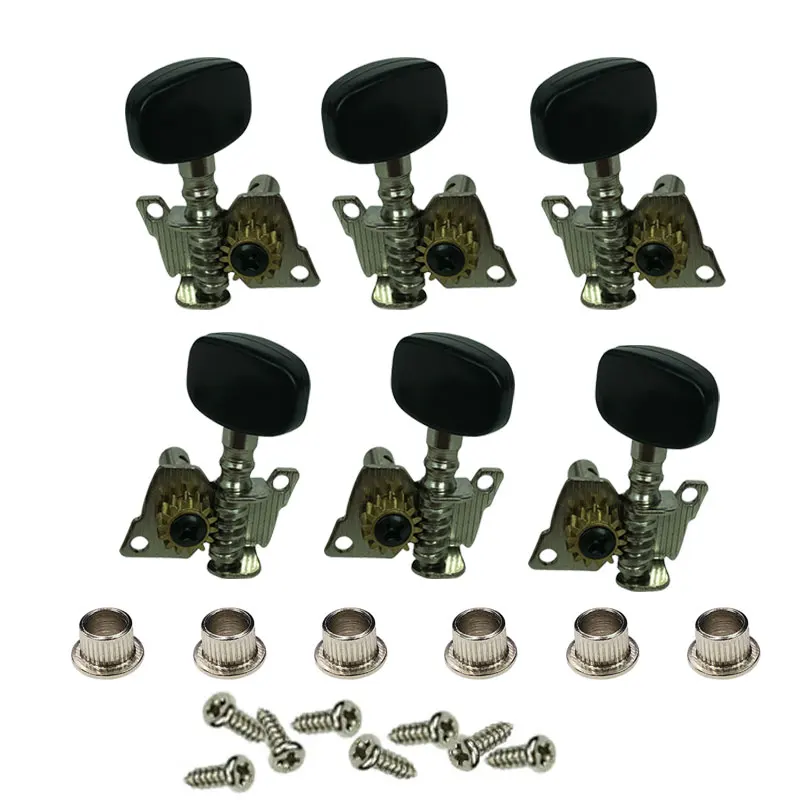 

Guitar Parts B109 3 Left And 3 Right Economy Open - Gear Ukulele Tuners Zinc Silver Alloy Machine Heads Chord Button Knobs