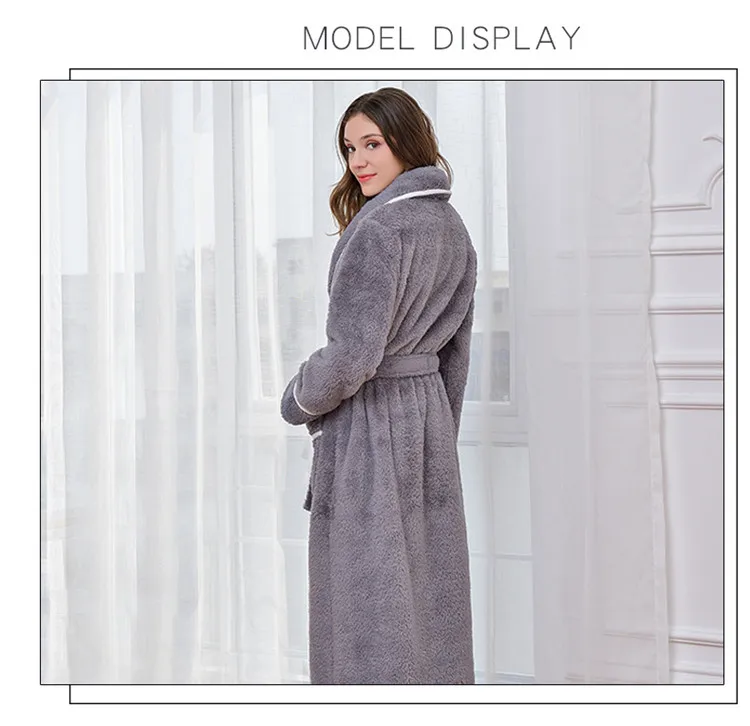 Winter Thick Warm Couples Kimono Robe Women Men Bath Gown Robe Dress Fluffy Plush Flannel Lovers Yukata Nightwear Sleepwear