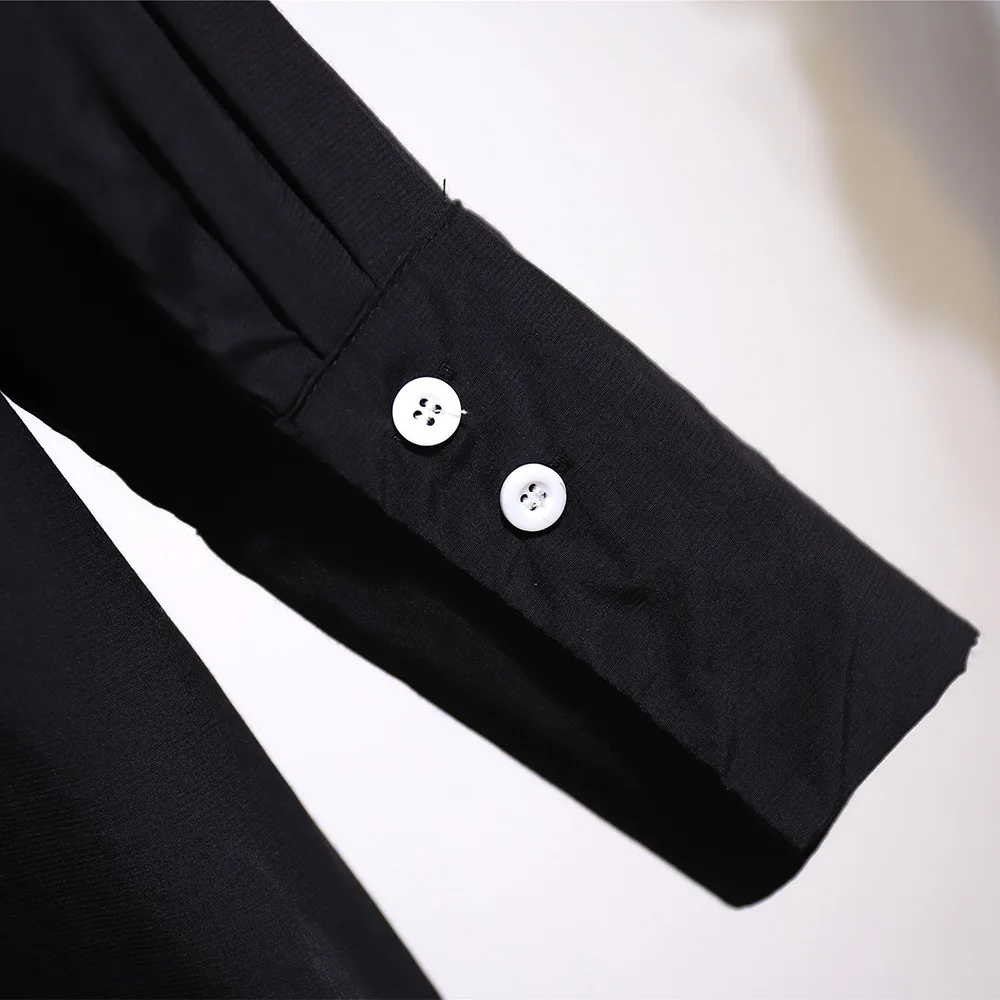 

Solid Color Chiffon Blouses Spring and Autumn Casual V Neck Long Sleeve Pocket Blue Black Plus Size Shirts for Women 4xl 5xl 6xl