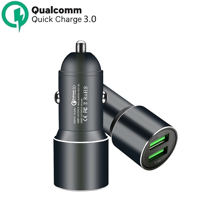 

Car Charger, Qualcomm Quick Charge 3.0 Dual USB Ports 36W Fast Car Charger Aluminum Metal Compatible with Mobile phones ,Tablets