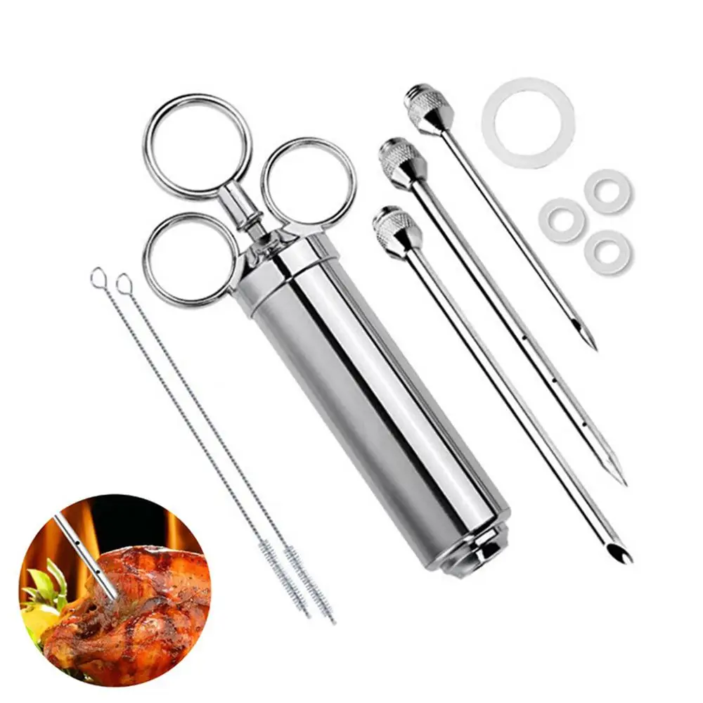 Шприц-инжектор для мяса из нержавеющей стали с 3 маринадами иглы введения барбекю