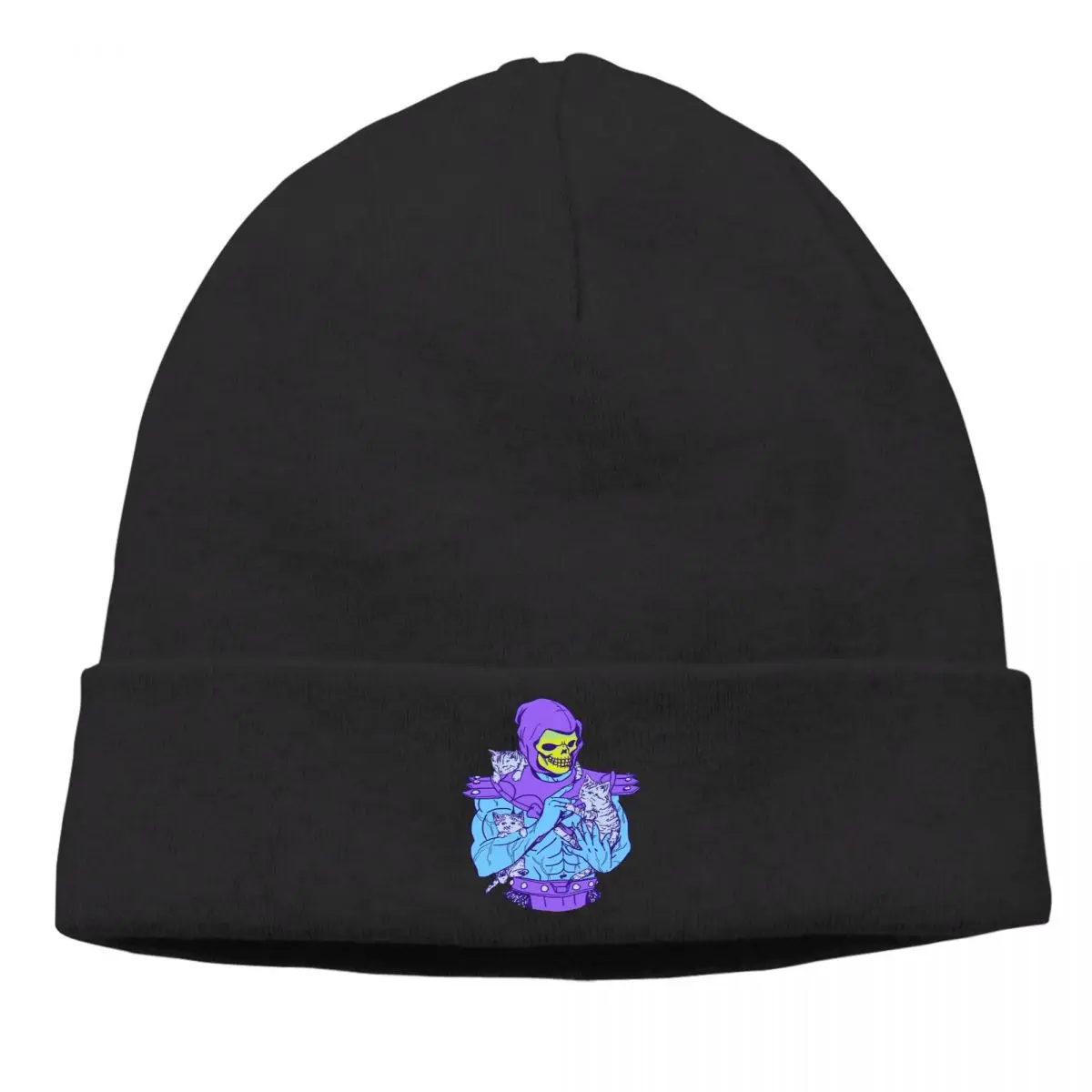 

Skeletor Meowniverse Bonnet Knitted Hat He Man and The Masters of The Universe Fantasy Cartoon Beanies Caps Novelty Fabric Hats