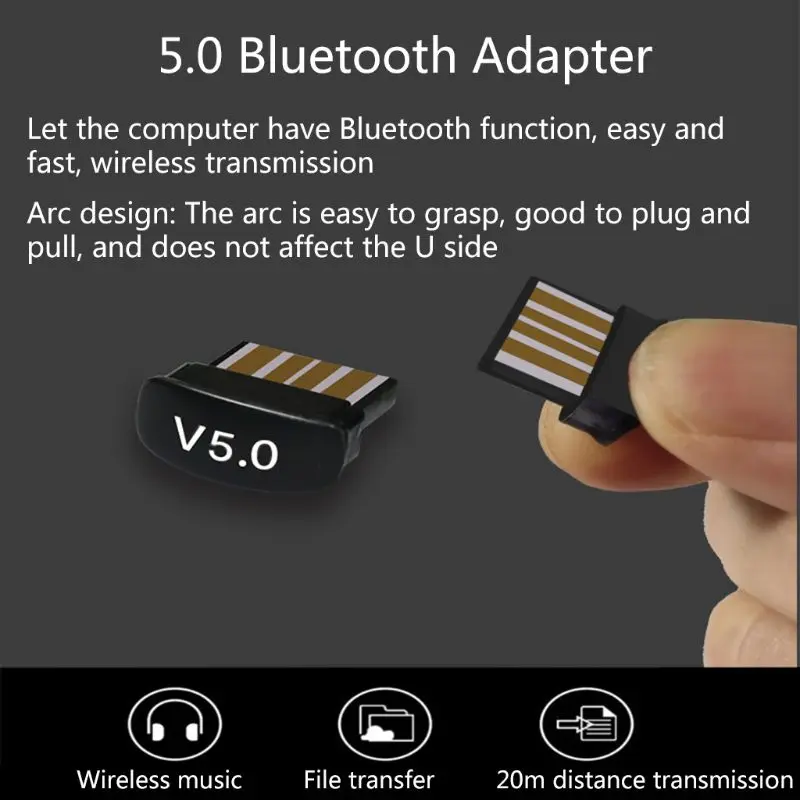 

USB Bluetooth Adapter BT 5.0 USB Wireless Computer Adapter Audio Receiver Transmitter Dongles Laptop Earphone BLE Mini Sender
