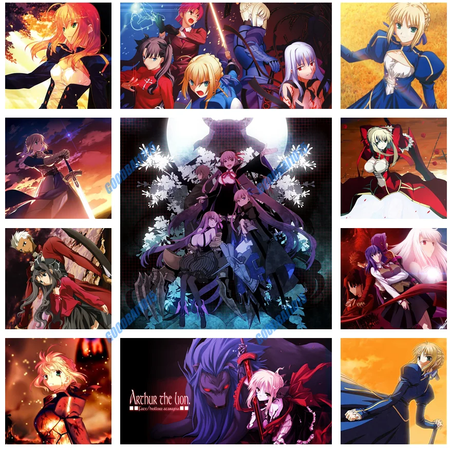 

5d круглая Алмазная вышивка Fate Stay Night, «сделай сам», полноразмерная алмазная живопись, аниме мозаика, наборы для вышивки крестиком, домашний д...